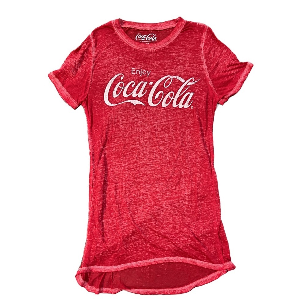 Coca Cola Elongated Fitted Burnout Tee Size XS